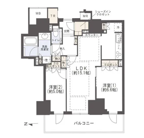 ジオタワー新町 間取り
